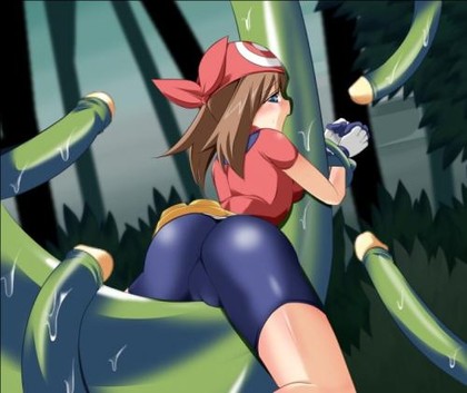 420px x 353px - May is trapped by vines while 4 vines get closer as one big vine rubs  against her pussy as it starts to get wet. â€“ Pokemon Hentai