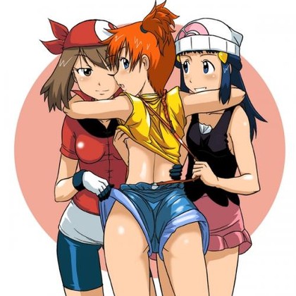Pokemon Misty Lesbian Porn - Here you can see Misty, Dawn and May hugging each other before having a  real lesbian fun! â€“ Pokemon Hentai